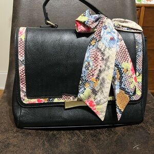 Betsey Johnson Black Satchel with Floral Scarf